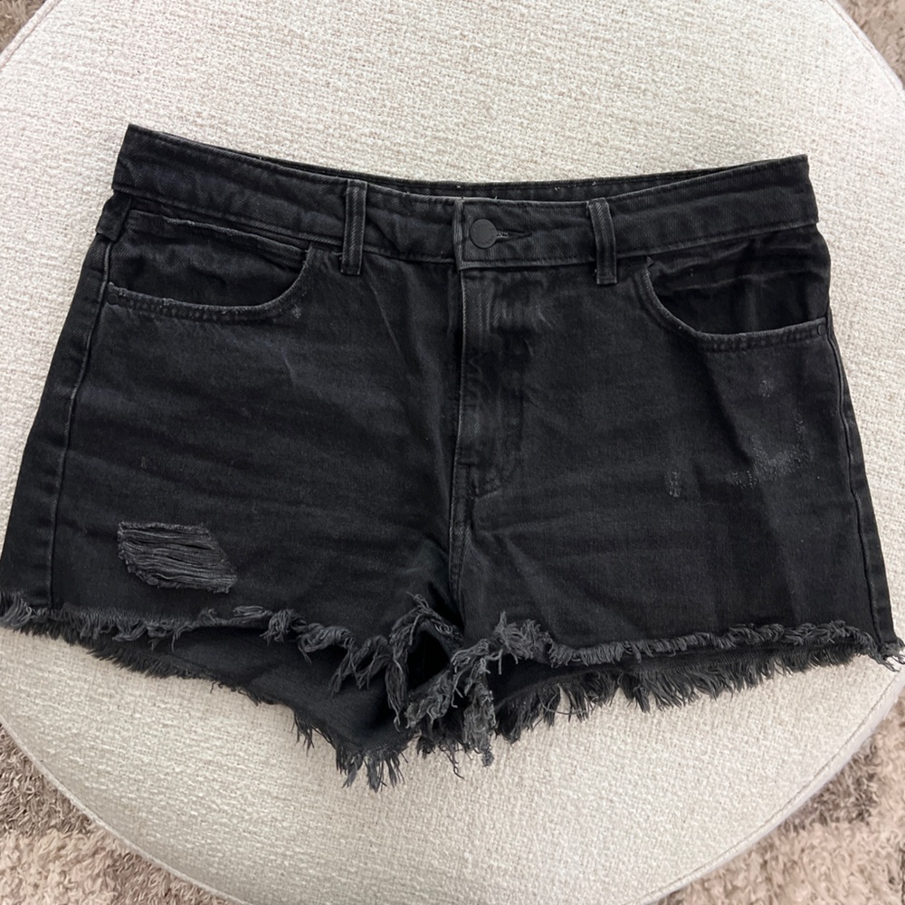 Wrangler Black Frayed Jean Shorts